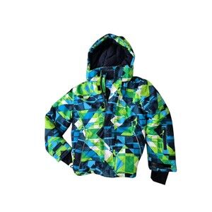 Phibee Kids Oudoor Jacket Size 134/140 (US 10) Geometric Ski Snow Board Colorful
